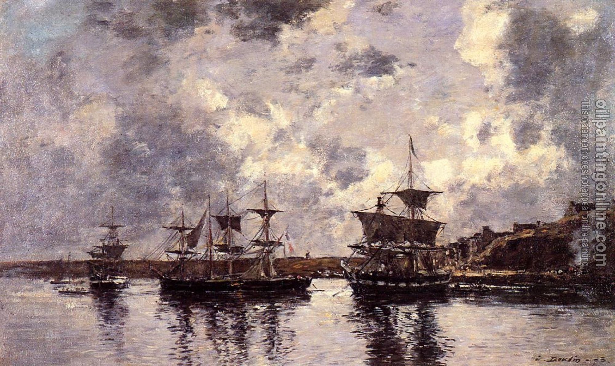 Boudin, Eugene - Camaret, Three Masters Anchored in the Harbor